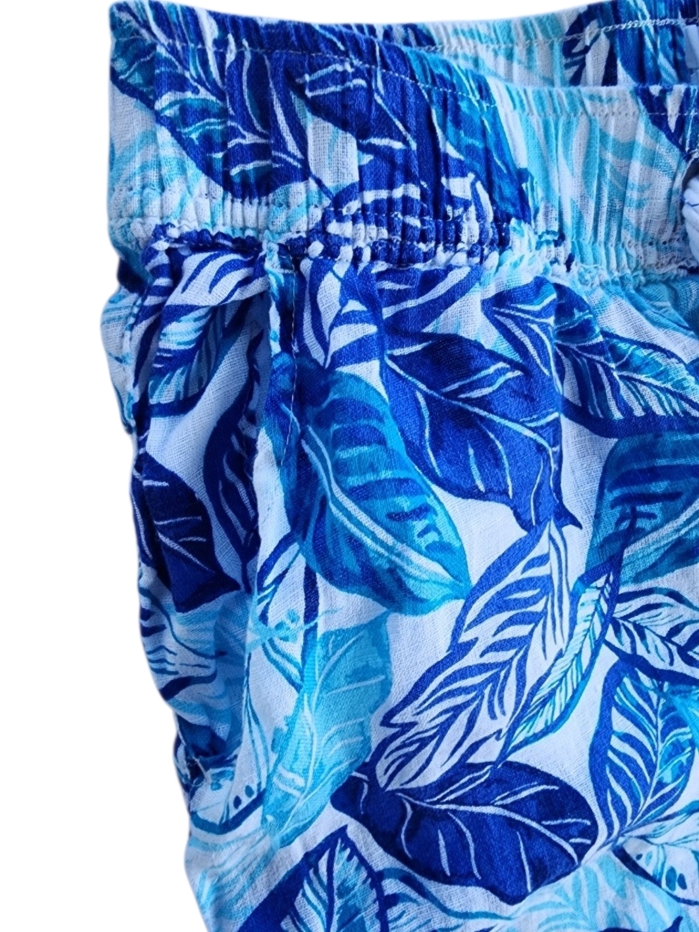 Sigrid Olsen Blue and Aqua Linen Print Pants - Picture 6 of 8